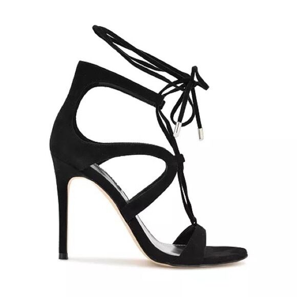 NINE WEST 10M Strappy Stilettos Sandal Ankle Wrap Heeled Dress high heels shoes - Picture 2 of 11